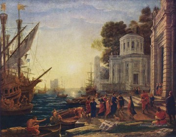 Le débarquement de Cléopâtre à Tarse paysage Claude Lorrain Peinture à l'huile
